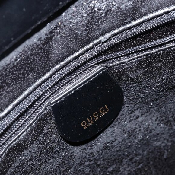 GUCCI Shoulder Bag Enamel Black Gold - Picture 12 of 16